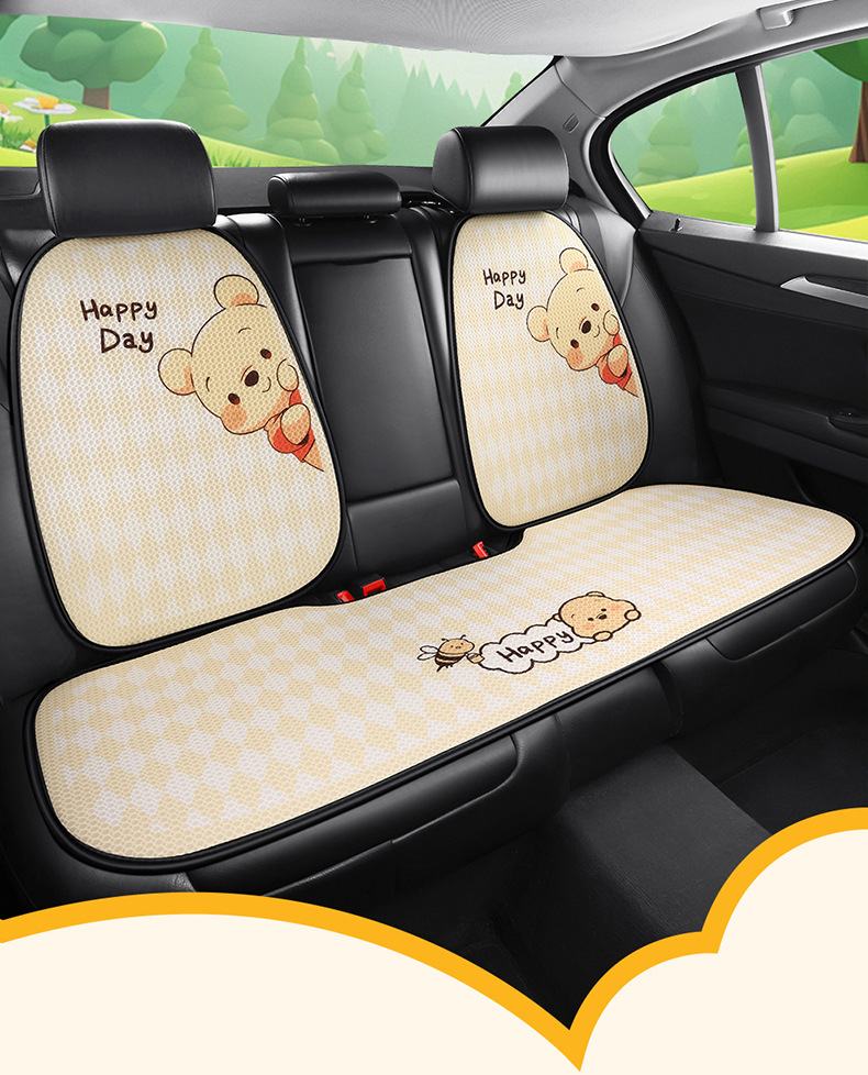 Car seat cushion four seasons universal cute Winnie the Poole girl seat cushion single-piece three-piece seat cover rear butt cushion