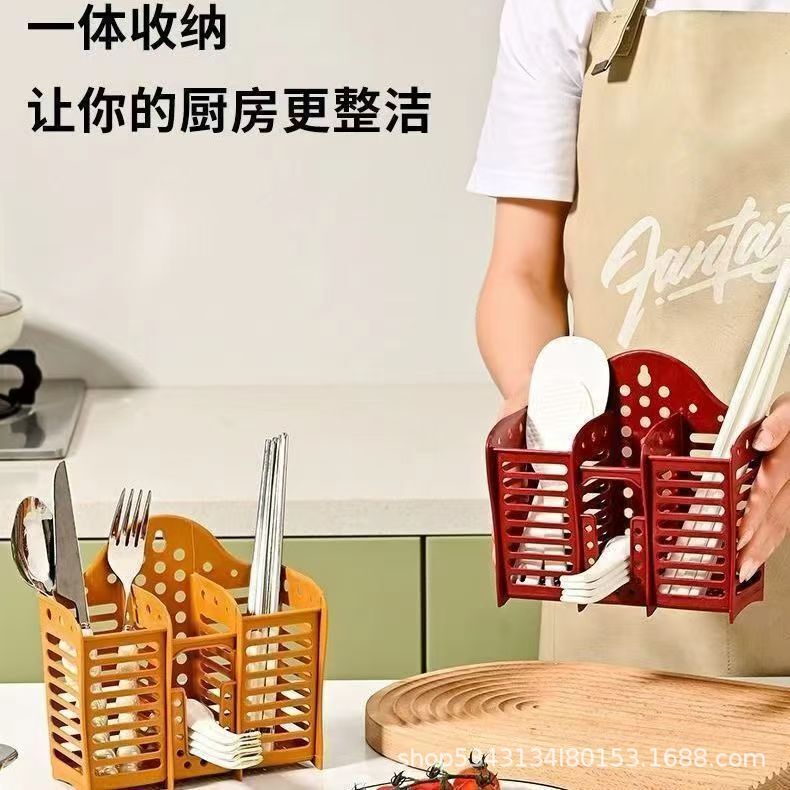 穴なし壁掛け型厚手三格箸籠レトロ旧式家庭用排水棚食器収納プラスチック箸籠|undefined