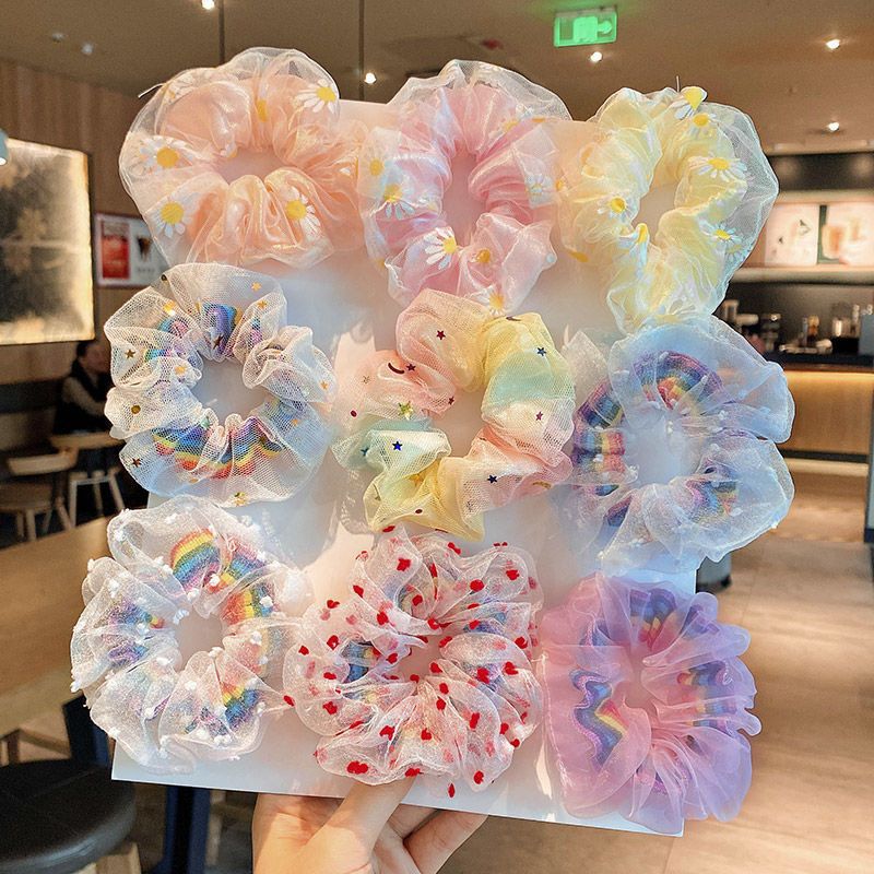 Super Hada de color sólido de malla Mori intestino grueso banda para el cabello tocado de alta calidad cuerda del lazo del pelo elegante cuerda del pelo del todo-fósforo simple accesorios para el cabello