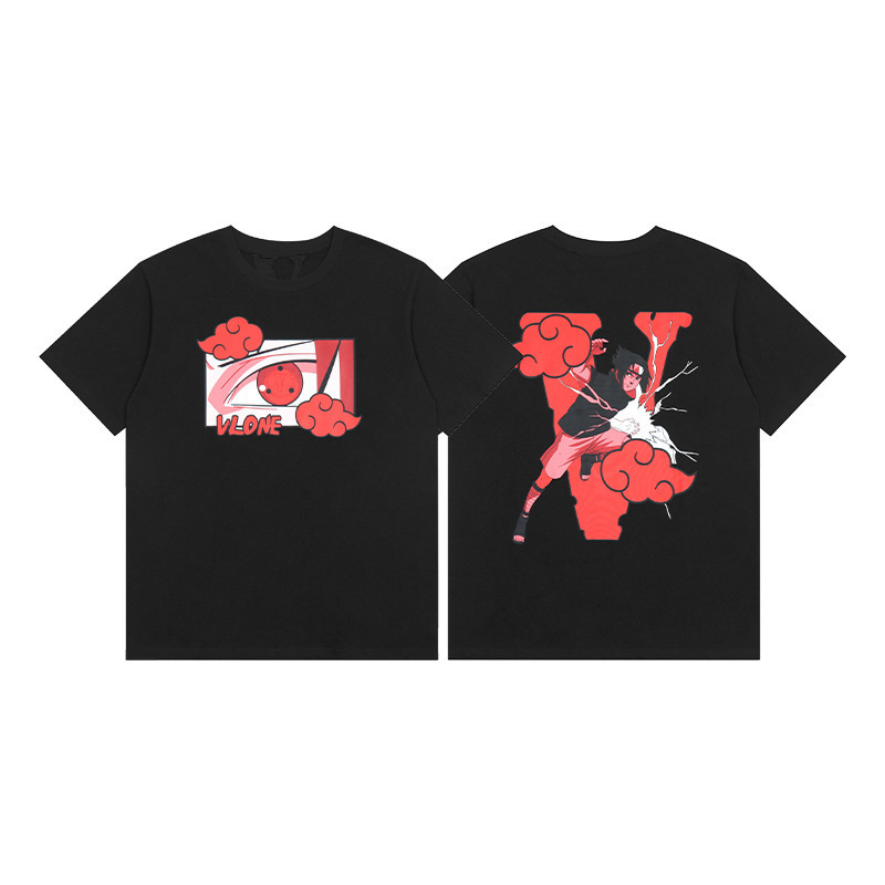 外単VLONE FOG潮牌大v字母Logo桜半袖スケッチ刺繍唇印落書きプリントtシャツ|undefined