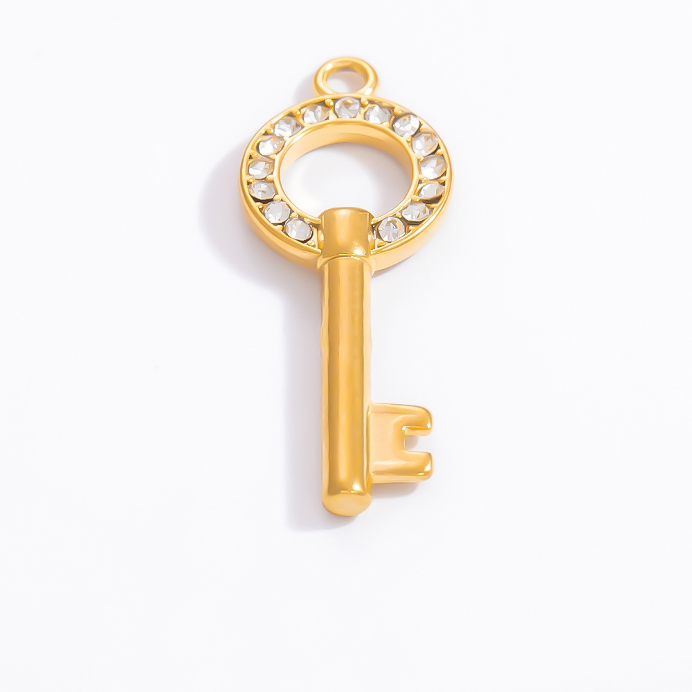 1 Piece 9.9*15mm 304 Stainless Steel Shell PVD Coated Real Gold Plated Four Leaf Clover Key Polished Pendant DIY Jewelry Accessories display picture 7