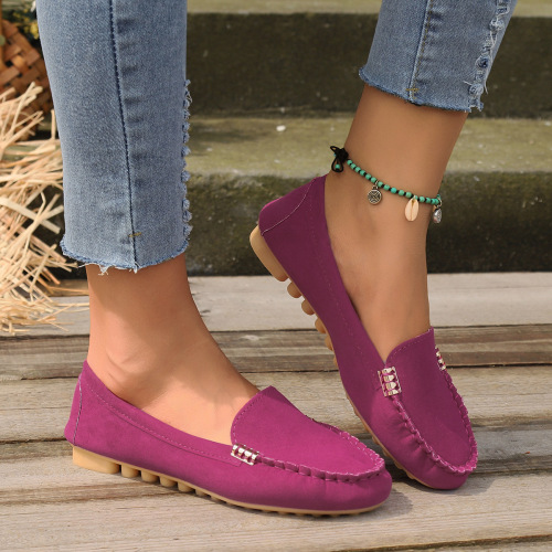 2024 Summer 35-44 Plus Size Mother's Single Strap Nurse Shoes Lazy One-Piece Flat Casual Bean Shoes for Women, Imported