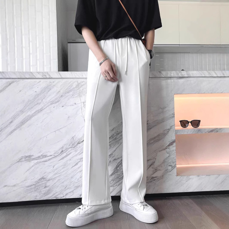 Light Mature Style White Sports Pants Men's High-grade Sense Straight Line Loose Straight Pants Silky Smooth and Smooth Casual Overalls Sweatpants Light Mature Style White Sports Pants Men's High-grade Sense Straight Line Loose Straight Pants Silky Smooth and Smooth Casual Overalls Sweatpants