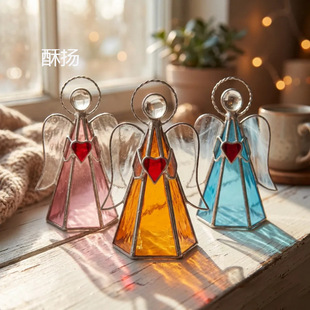 �羳Guardian Angel Stained Glass Candle Holder