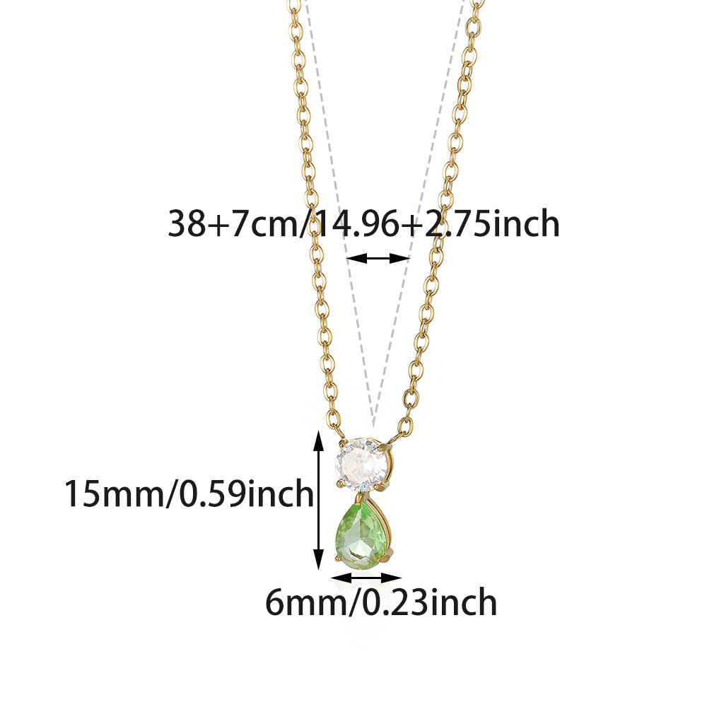 5g Weight 0.03µm-0.05µm Gold Plating Thickness PVD Coated Gold Plating Process Lobster Trigger Clasp Closure Clasp Closure Type Real Gold Plated Plating Material 304 Stainless Steel Pendant Material Birthstone Inlay Material Pendant Necklace Classification 304 Stainless Steel Chain Material cable chain Chain Type 1 Piece Quantity Holiday, Daily Occasion 304 Stainless Steel Material Water Droplets Pattern Women's Gender Vacation, Classic Style Style Waterproof Non Tarnish, Inlay Craft PVD Coated Real Gold Plated Water Droplets 304 Stainless Steel Vacation Classic Style Waterproof Non Tarnish 304 Stainless Steel Lobster Trigger Clasp Closure Pendant Necklace 15