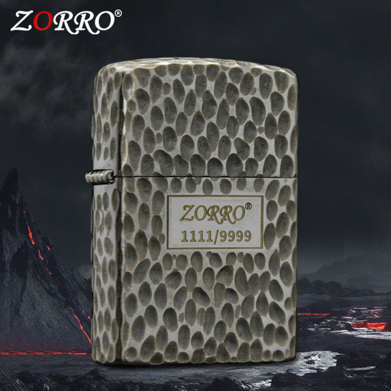 ZORRO佐罗镀铬陨石坑中标煤油打火机手雕正品工厂加工批发送礼|undefined