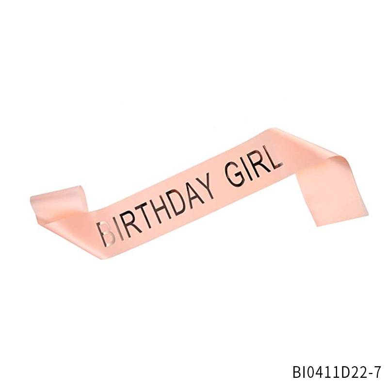 Nuevo estilo transfronterizo fiesta de cumpleaños niña decoración etiqueta correa de hombro de encaje rosa birthday giril