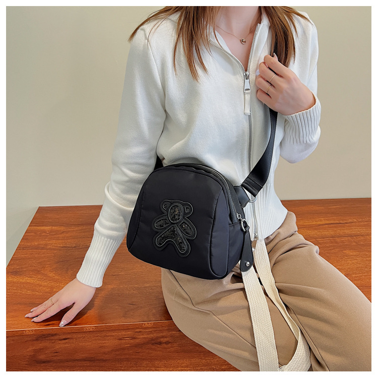 commuter leisure bear sequined Oxford cloth bag crossbody bag chest bag shell bag_voghion.com