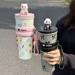 新款冰霸杯大容量吸管杯304不锈钢女生熊猫保温保冷水杯简约杯子