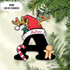 クリスマスツリーの飾り、名前入りクリスマスツリーの装飾、26個の木製カード紙の文字、家族の休日の装飾
