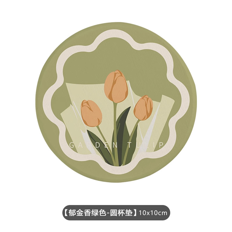 Posavasos de café de oficina de dibujos animados, posavasos de escritorio, posavasos de agua redondos, almohadillas absorbentes de agua de barro de diatomeas, encimera de secado rápido