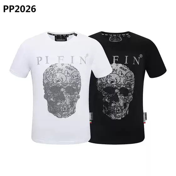One-piece delivery foreign trade European and American fashion brand Philip plann printed short sleeve PP rhinestone skull quality T-shirt