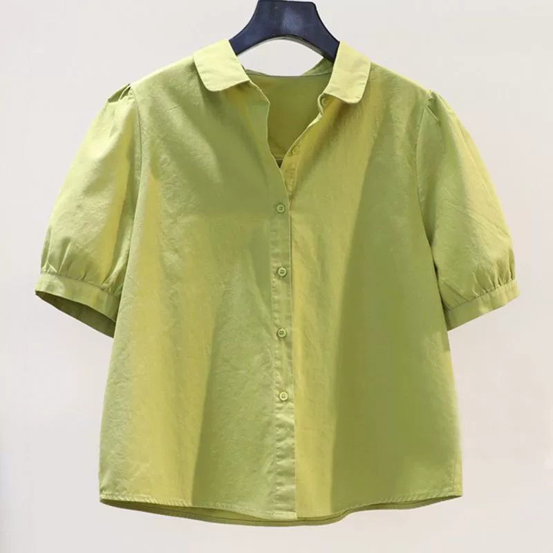 Свежая рубашка с пузырьками, свободная новая повседневная рубашка с короткими рукавами, летний темперамент, универсальный топ, производитель, оптовая продажа, трансграничная продажа