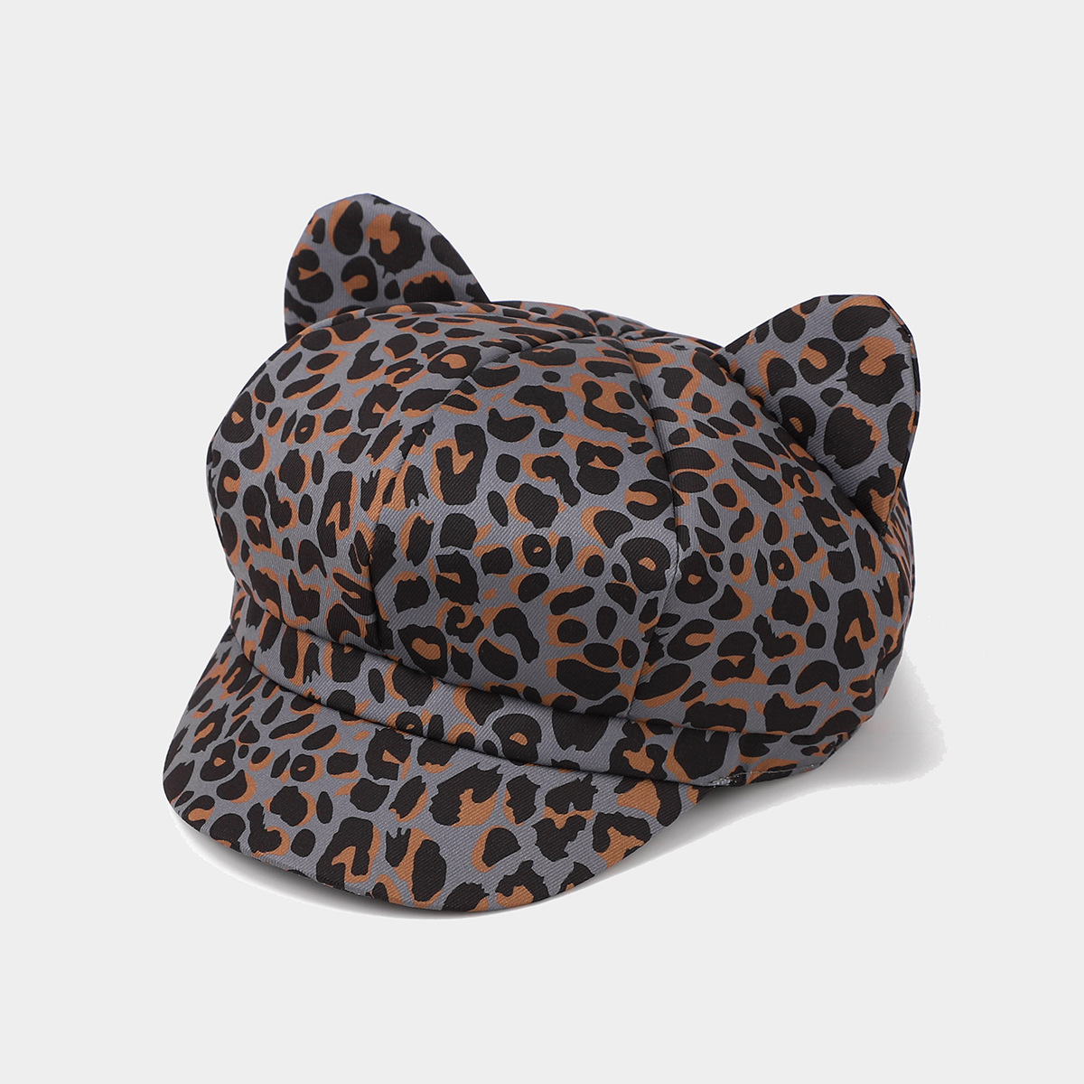 Moda coreana retro orejas de gato sombrero octogonal patrón de animales sombrero lengua de moda primavera y verano sombrero pintor al aire libre