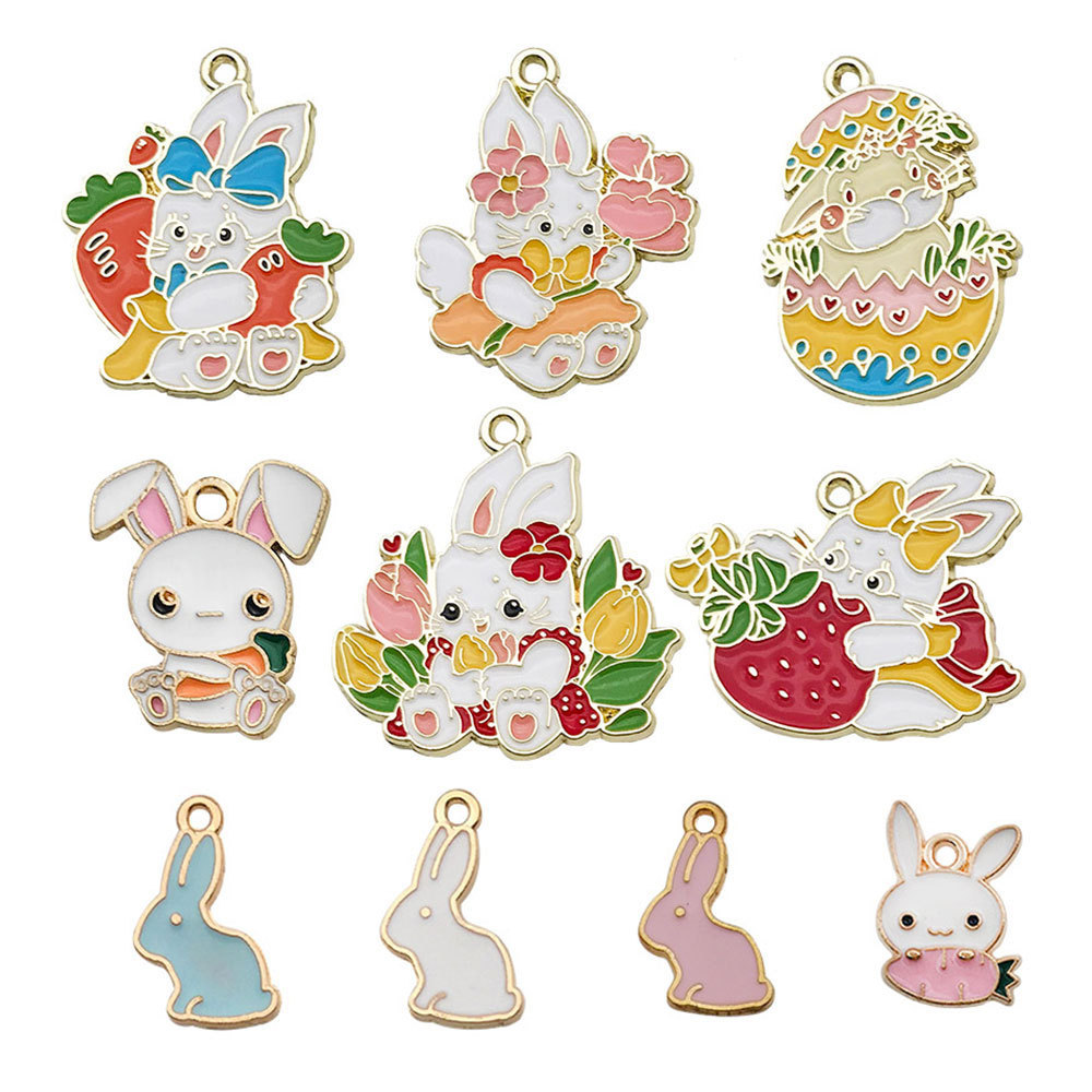 Conejo de huevo de Pascua transfronterizo Acción de gracias hoja de arce calabaza accesorios de bricolaje creativo llavero colgante pequeño