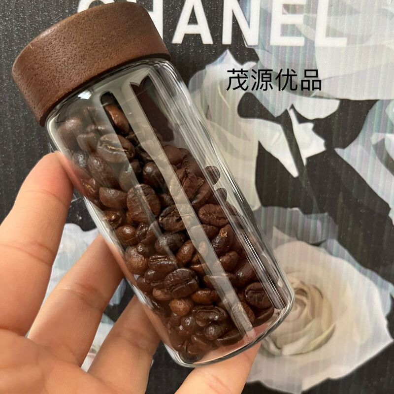 食品级47相思木盖玻璃密封罐储物罐茶叶杂粮咖啡豆罐子咖啡粉收纳|undefined