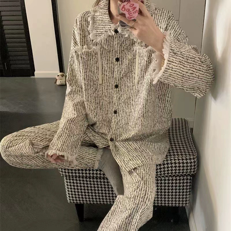 Autumn pijama, thin long-sleeve, set, oversize, internet celebrity