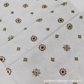 现货粘胶亚麻珠管绣花布料幅宽1.4米服装手作DIY重工款绣花布料