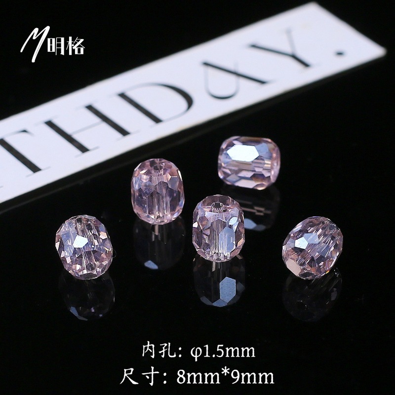8*9mm切面长圆柱水晶玻璃珠手工DIY饰品配件超透闪手机链手串材料|undefined