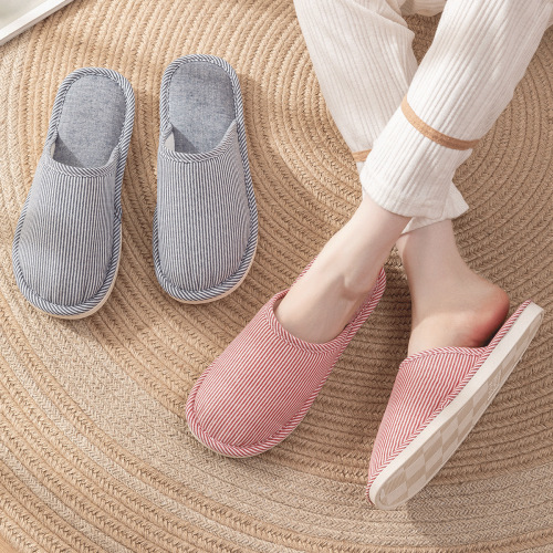 Women's Four Seasons Indoor Outdoor Home Slippers  New Anti-Slip Spring and Autumn Cotton Linen Slippers for Couples and Home Use