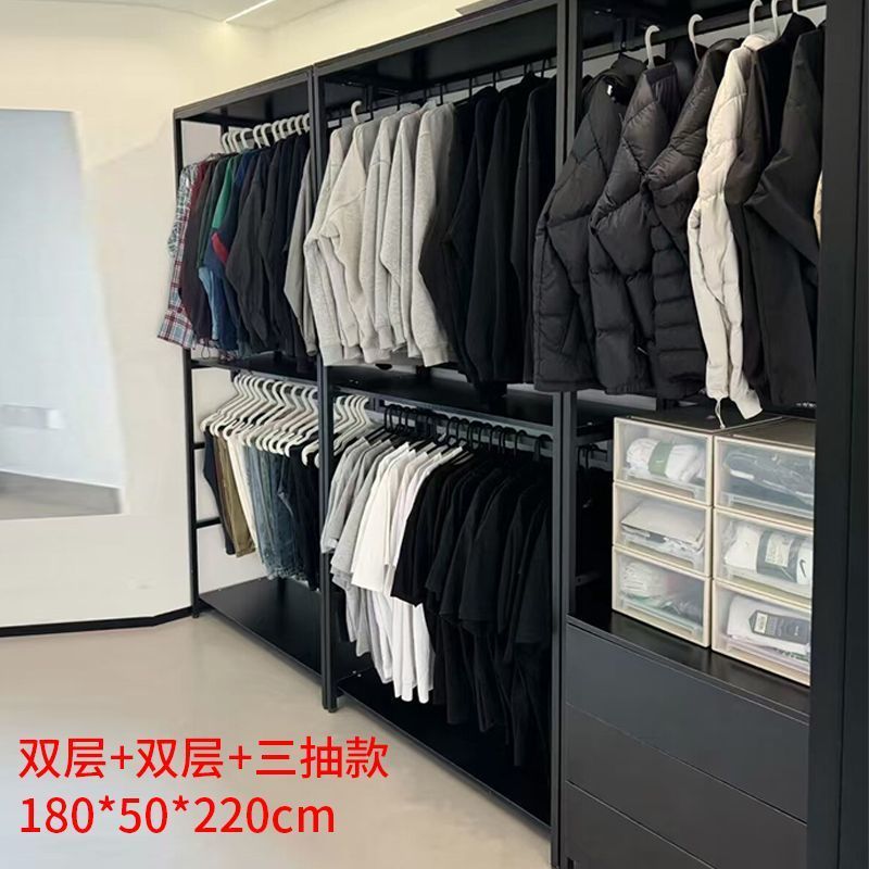 家用步入式金属衣柜卧室衣帽架落地挂衣架衣帽间组合立式铁艺架子|undefined