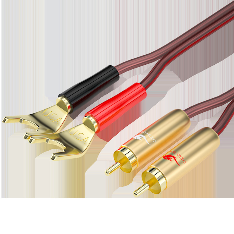 戈利狮发烧级rca转双Y型头线RCA莲花转音响线功放音箱连接喇叭