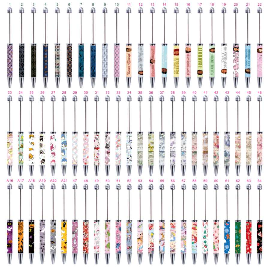 Printed Bead Pen DIY Bead Cute Pen Labubu Halloween Christmas Cartoon Pattern Ballpoint Pen