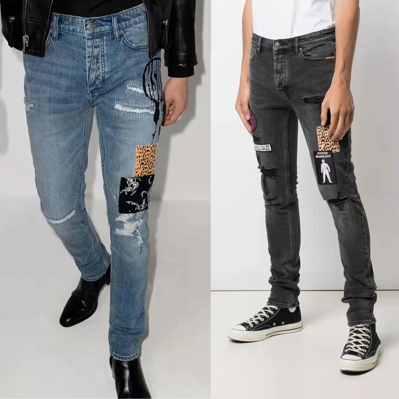 2024 Early Spring European and American Ksubi Same Men's Casu Mid-Waist Stretch Skinny Jeans/Jun'An
