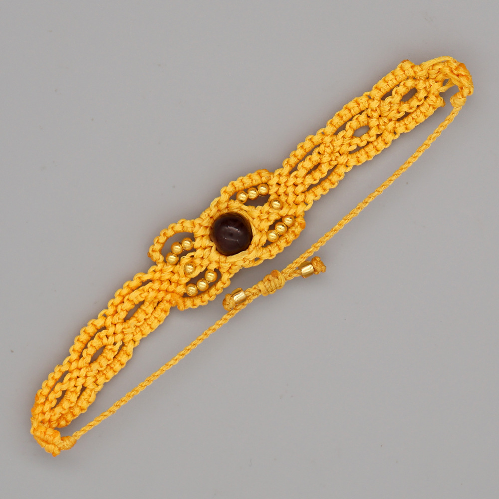 Retro Ethnic Stone Beaded Braided Rope Lovers Bracelet display picture 2