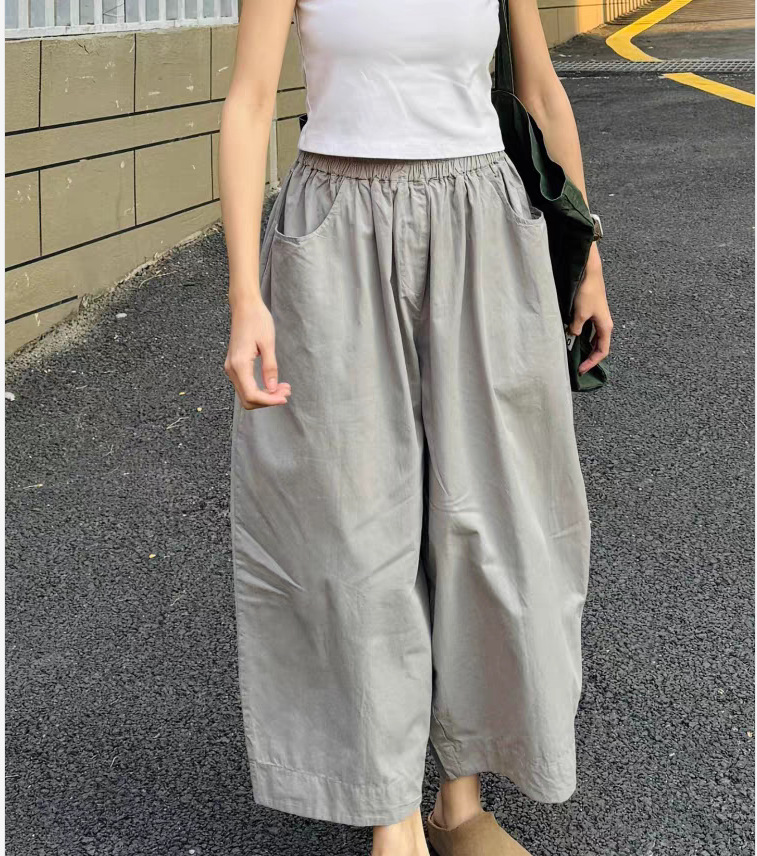 Quần culottes nữ ống rộng vải khô nhanh phong cách Nhật thoải mái — Quần xám chi tiết 5
