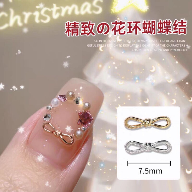 Internet Celebrous Nail Art Exquisite Wreath Bow Alloy Jewelry New Small Tie All-match DIY Nail Accessories Drill Internet Celebrous Nail Art Exquisite Wreath Bow Alloy Jewelry New Small Tie All-match DIY Nail Accessories Drill