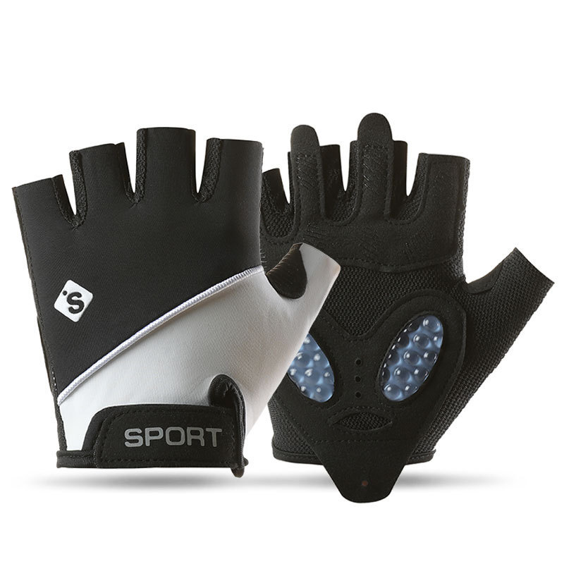 Guantes de gimnasio para hombres y mujeres para montar al aire libre respirado hielo antideslizante desgaste líquido de silicona guante de medio dedo deportivo