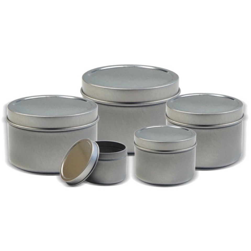 批发银色4盎司8盎司12盎司密封凹盖蜡烛铁罐圆形茶叶铁罐