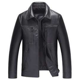 恒源祥中老年真皮皮衣男爸爸翻领加厚2025冬季绵羊皮夹克软皮外套
