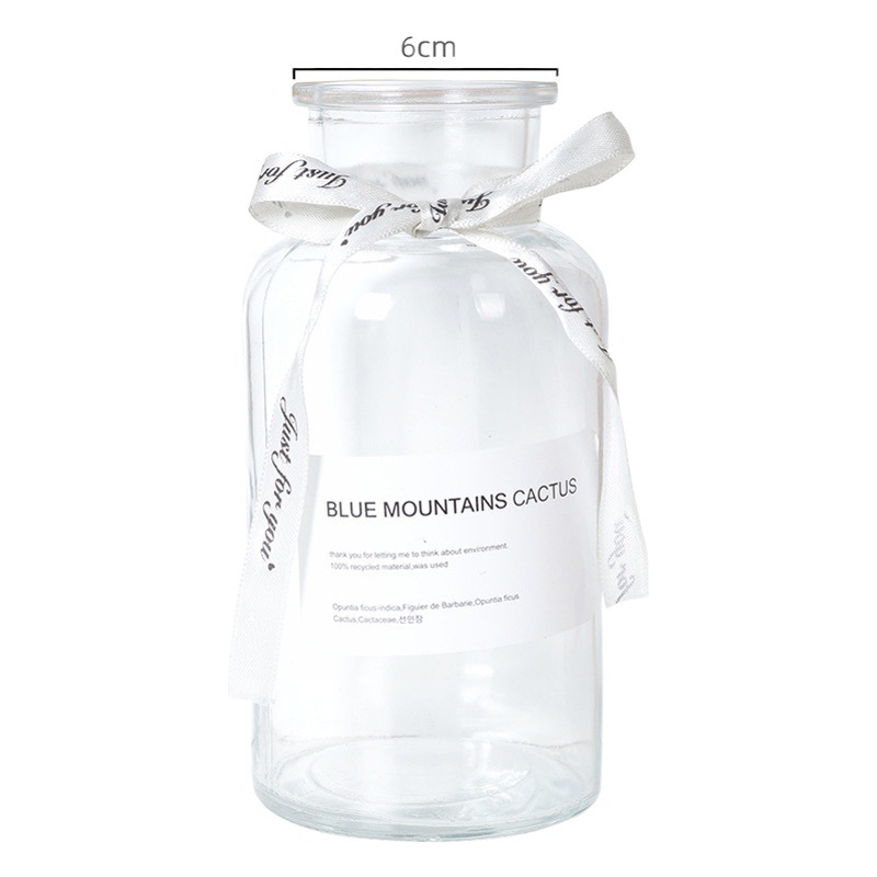 Florero de vidrio decoración salón arreglo floral transparente hidropónico bambú rica flor seca botella especial nueva cerámica hidropónica