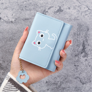 Factory direct 2021 Korean version of the new ladies wallet short creative fashion wallet student buckle coin purse