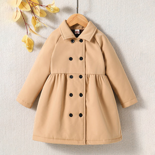 Foreign Trade Girls' Windbreaker Jacket 2025 Kidsren's Autumn and Winter New Mid-Length Girls' Windbreaker Clothing Manufacturer Wholesale