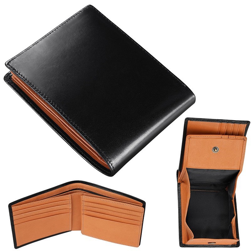 Amazon estilo japonés Lotte bolso de madera para hombres doblado en dos por ciento con bolso de cambio bolso de cuero de negocios para hombres