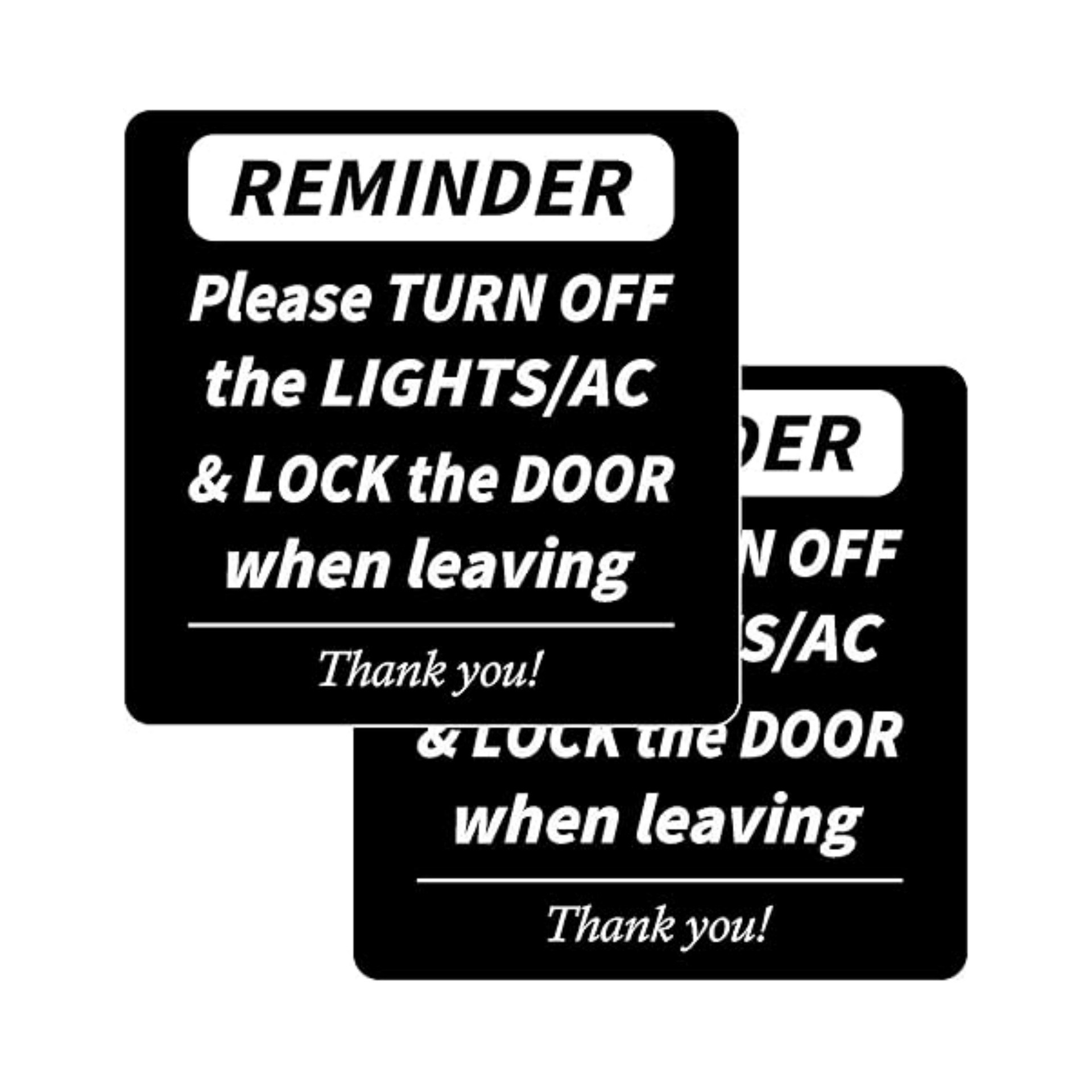 跨境热销黑色亚克力关灯并锁门标志人离开请关闭灯光指示提醒标志