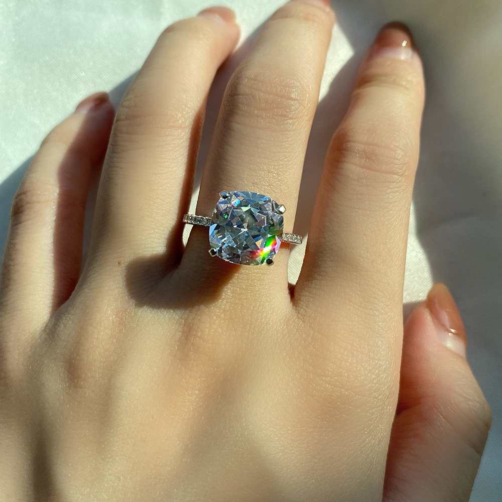 Fashion Square Silver Plating Inlay Rhinestones Rings 1 Piece