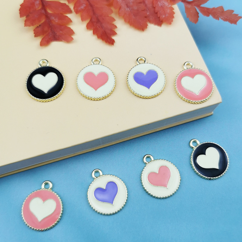 DIY Jewelry Accessories Classification 10 PCS/Package Quantity 10 PCS/Package 15 * 19mm Alloy Round Heart Shape Polished Pendant
