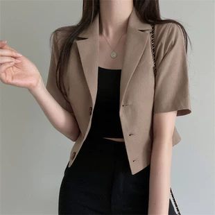 Solid summer short classic suit jacket, Korean style, with short sleeve