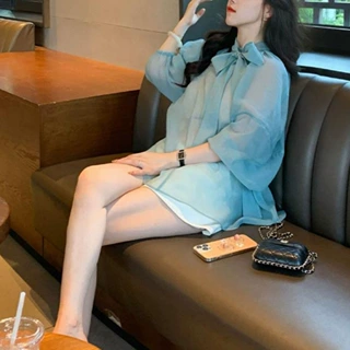 2026年夏季感薄款防晒雪纺衬衫女设计感小众洋气减龄法式上衣