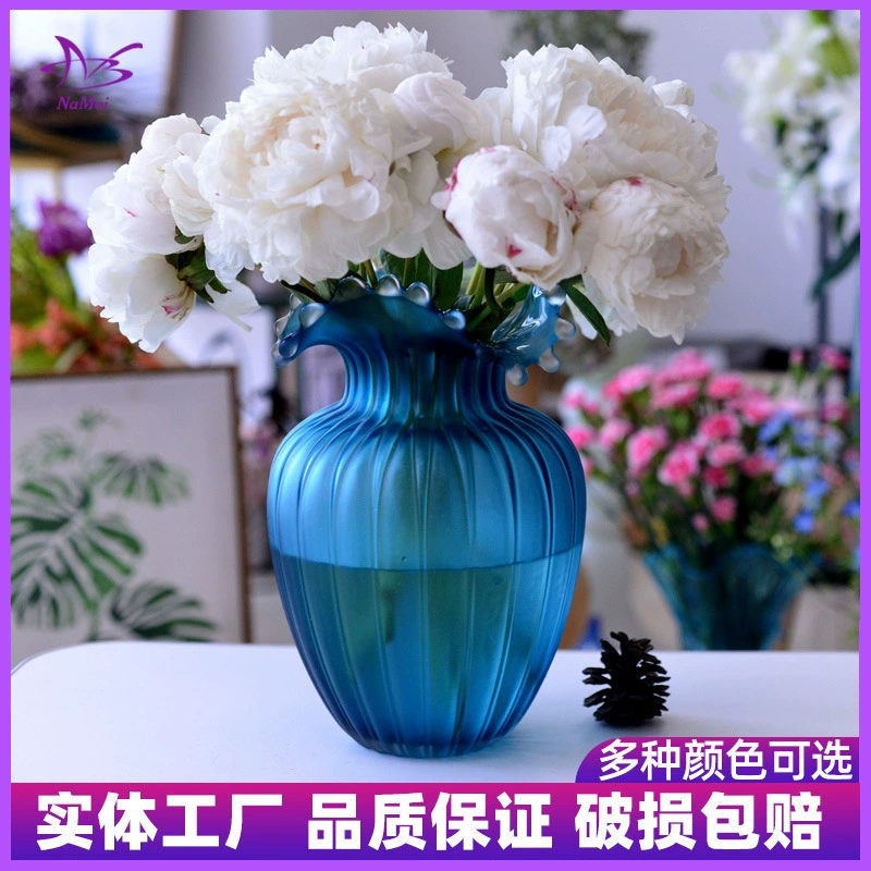 Европейская легкая роскоши синяя стеклянная ваза цветочная композиция вода культивирует цветы для украшения гостиной
