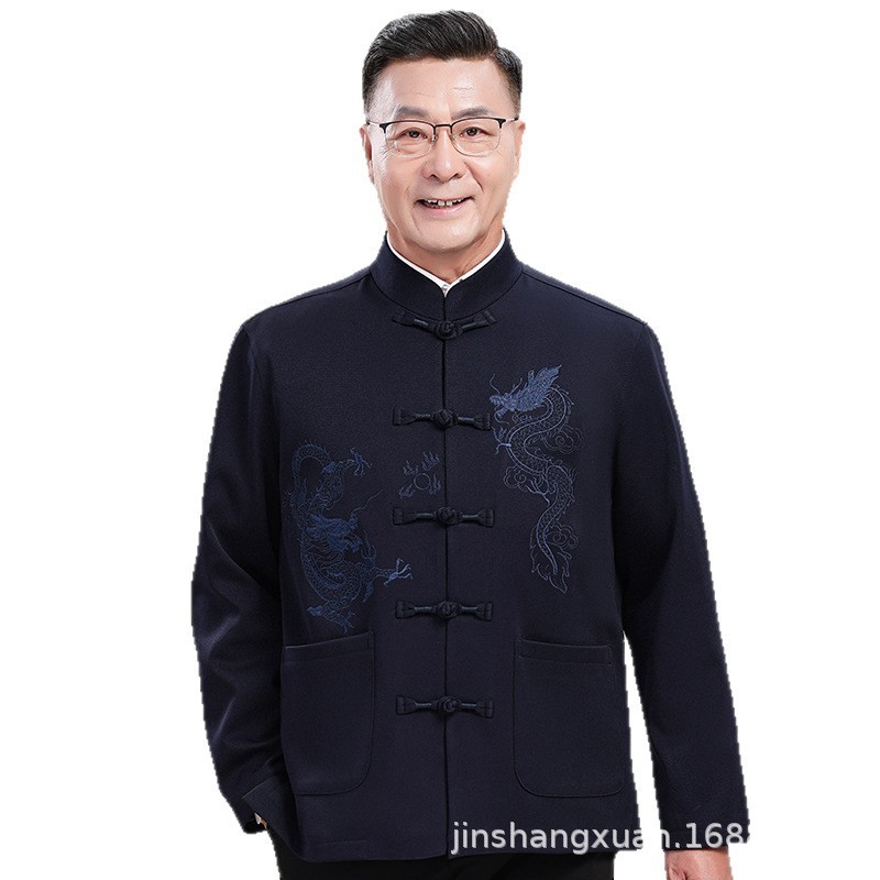 老人唐装男中老年夹克外套爷爷奶奶80大寿婚礼服爸爸生日春秋套装|undefined