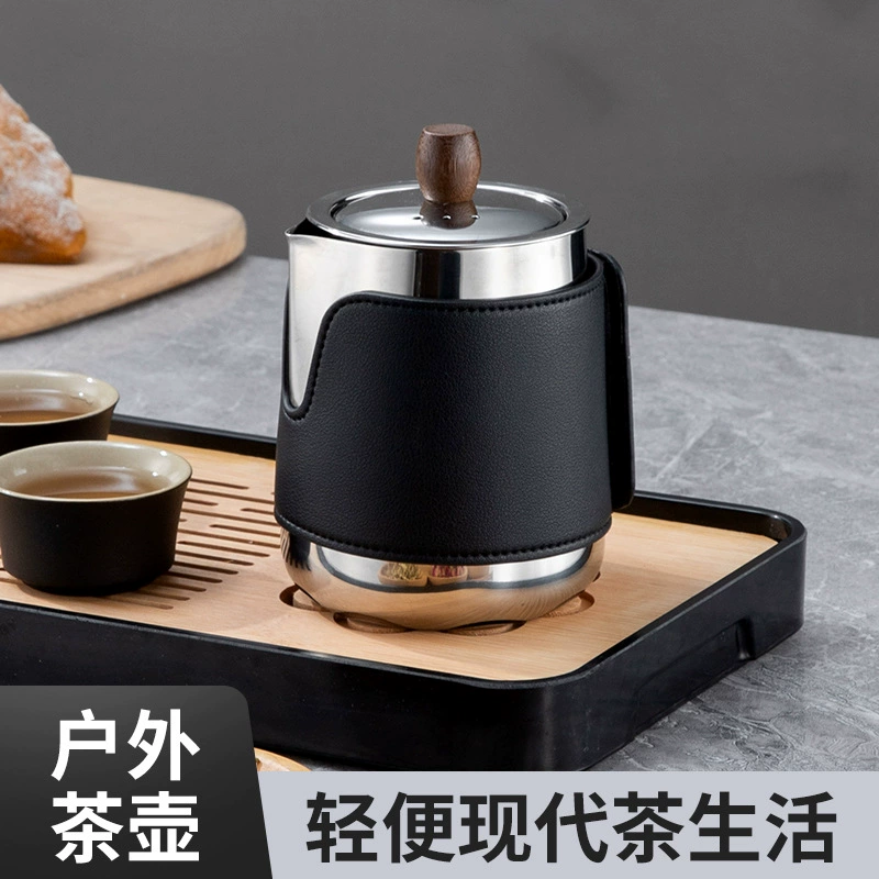 Утолщение 304 нержавеющая сталь наружный чайник портативный заварочный чайник офисный домашний чайник чайник чайная вода отделена