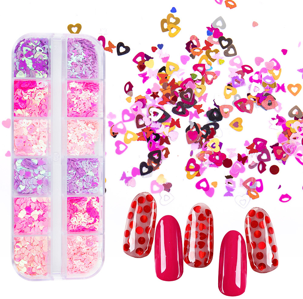 30g Weight Nail Decoration Accessories Nail Supplies See detail page-[15 Books in a Box] Rainbow Horse Keychain Box Quantity Sequin Material Square, Moon, Heart Shape Pattern Simple Style Style Hot 12 Nail Art Too Small Sequins Nail Art Jewelry For Valentine's Day Ultra-Thin Nail Sticker Wholesale 3