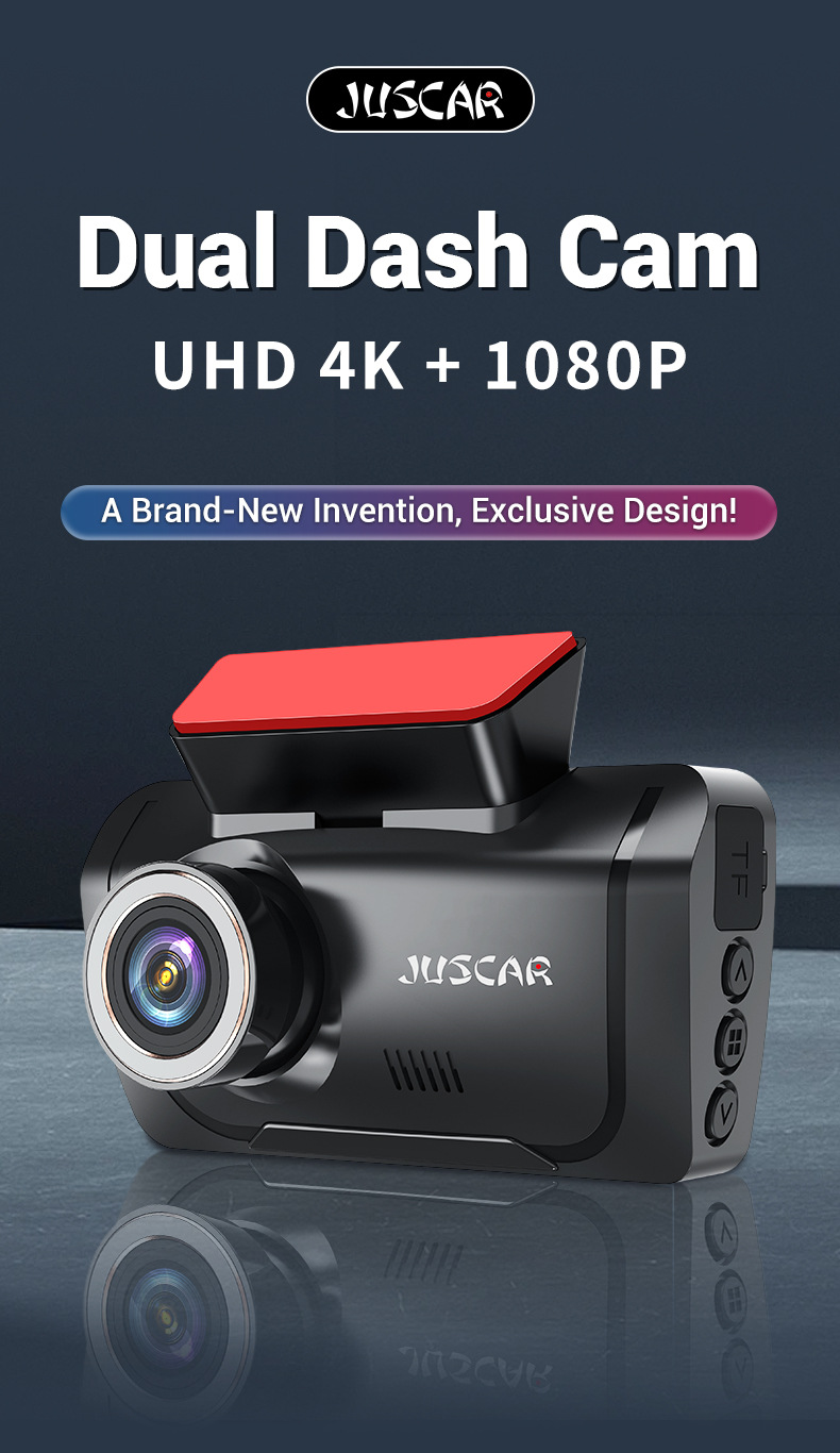 Driving Recorder with Wifi Connectivity, Dual Recording of Front and Rear Vehicles, 24-Hour Parking Monitoring, Night Vision, Reversing Images