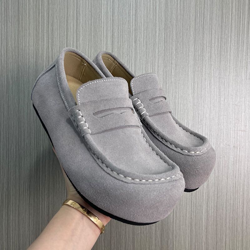 Aumentar la altura de los zapatos de base gruesa, Old Money Wind, retro cuero de veludo, zapatos casuales Muller para hombres, zapatos de viaje para hombres, zapatos Lefour para hombres.