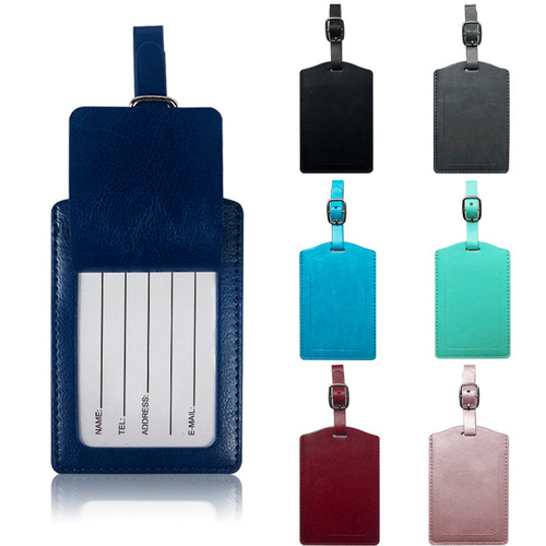 Manufacturer portable soft leather label airplane boarding pass with customizable LOGO solid color PU leather luggage tag wholesale